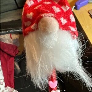 Red and White Heart Gnome Plush Toy